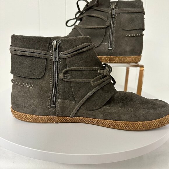 UGG Reid Ankle Boot Womens Size 10 Suede Bootie Slate Gray Zipper - Picture 6 of 12